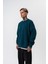 Erkek Respire Yazı Detaylı Basic Oversize Sweatshirt Zümrüt 2