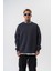 Erkek Respire Yazı Detaylı Basic Oversize Sweatshirt Füme 1