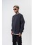 Erkek Respire Yazı Detaylı Basic Oversize Sweatshirt Füme 2