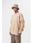 Erkek Respire Yazı Detaylı Basic Oversize Sweatshirt Bej 2