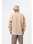 Erkek Respire Yazı Detaylı Basic Oversize Sweatshirt Bej 3