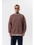 Erkek Respire Yazı Detaylı Basic Oversize Sweatshirt Kakao 1