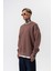 Erkek Respire Yazı Detaylı Basic Oversize Sweatshirt Kakao 2