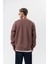 Erkek Respire Yazı Detaylı Basic Oversize Sweatshirt Kakao 3