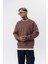 Erkek Respire Yazı Detaylı Basic Oversize Sweatshirt Kakao 4