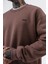 Erkek Respire Yazı Detaylı Basic Oversize Sweatshirt Kakao 5