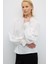 Balon Kol Fırfır Yakalı Bluz Ekru K2613013_049 5