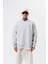 Erkek Respire Yazı Detaylı Basic Oversize Sweatshirt Kar Melanj 1