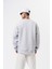 Erkek Respire Yazı Detaylı Basic Oversize Sweatshirt Kar Melanj 3