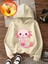 Ekru Sevimli Aksolotl ve Bubble Tea Baskılı Kız Çocuk Sweatshirt Rahat Kalıp 1