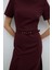 Beli Kemerli Vatka ve Yırtmaç Detaylı Midi Elbise K. Bordo K2611012_654 3