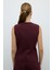 V Yaka Önü Düğmeli Yelek Bordo K2617021_008 2