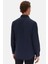 Slim Fit Koyu Lacivert Italyan Yaka Armürlü Uzun Kollu Kolay Ütülenebilir Nefes Alan Dört Mevsim Gömlek 2HF02ORT3185 4