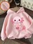 Pembe Sevimli Aksolotl ve Bubble Tea Baskılı Kız Çocuk Sweatshirt Rahat Kalıp 3