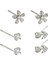 EH4593-5 Çoklu Piercing Için Zirkonyumlu Gümüş Çiçek - 3 Çift (Yurt Dışından) 1