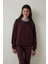 Kahverengi Çiçek Desenli Yakalı Oversize Sweatshirt - Inspired By Flora 12
