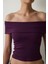 Cupsecret Kendinden Pedli Mor Foldable Madonna Yaka Kolsuz Slim Fit Üst 12