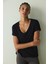 Siyah V Yaka Modal Kısa Kollu Tişört 10