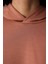 Açık Kahve Kapüşonlu Silky Touch Sweatshirt 11