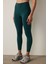 Koyu Yeşil Merrow Dikişli Yüksek Bel Slim Fit Tayt 9