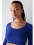 Seamless Dikişsiz Ribbed Active Saks Mavisi Üst 1