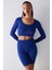 Seamless Dikişsiz Ribbed Active Saks Mavisi Üst 10