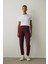 Bordo Silky Feel Cepli Jogger Eşofman Altı 9