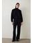 Siyah Silky Feel Dik Yaka Crop Sweatshirt 7