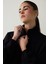 Siyah Silky Feel Dik Yaka Crop Sweatshirt 9