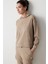 Bej Kapüşonlu Fitilli Yumuşak Sweatshirt 7
