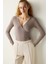 Antrasit Yaka Detay Uzun Kollu Bodysuit 11