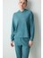 Petrol Yeşili Kapüşonlu Fitilli Yumuşak Sweatshirt 6