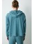 Petrol Yeşili Kapüşonlu Fitilli Yumuşak Sweatshirt 9