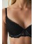 Siyah Fervour Broderie Zebra Desenli Dantelli Balenli Push Up Sütyen 5