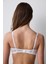 Kırık Beyaz Heart Lace Çiçek Desenli Tokalı Push Up Straplez Sütyen 3