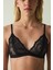 Siyah Çiçek Desenli Dantelli Balensiz Kapsız Üçgen Sütyen 12