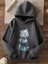 Anime Kedi Kız ve Kedi Baskılı Rahat Kesim Çocuk Sweatshirt 2