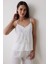 Bridal Delicate Saten Kırık Beyaz Atlet Pijama Üstü 7