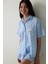 Açık Mavi Antalya Çiğdemi Pamuklu Çiçekli Gömlek Şort Pijama Takımı - Inspired by Flora 10
