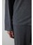 Gri Melanj Fitilli Gömlek Yaka Uzun Kollu Pijama Takımı 7