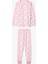 Pembe Kız Çocuk İnek Desenli Uzun Kollu 2li Pijama Takımı 3