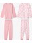 Pembe Kız Çocuk İnek Desenli Uzun Kollu 2li Pijama Takımı 10