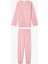 Pembe Kız Çocuk İnek Desenli Uzun Kollu 2li Pijama Takımı 11