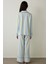 Açık Mavi Çizgili Gömlek Yaka Pamuklu Uzun Kollu Pijama Takımı- Inspired by Flora 12