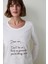 Dear Me Slogan Baskılı Bisiklet Yaka Uzun Kollu Pamuklu Pijama Takımı 8