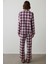 Bordo Ekoseli Gömlek Yaka Pijama Takımı 10