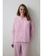 Açık Pembe Çizgili Bağlama Detaylı Pamuklu Gömlek Yaka Pijama Takımı 7
