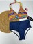 Batik Desenli Yüksel Bel Boyun Bağlamalı Şık Bikini Takımı 1