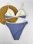 Bej Renkli Biyeli Mavi Üçgen Kadın Şık Bikini Takımı 4
