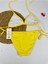 Sarı Boyundan ve Yandan Bağlamalı Likralı Şık Kadın Bikini Takımı 5